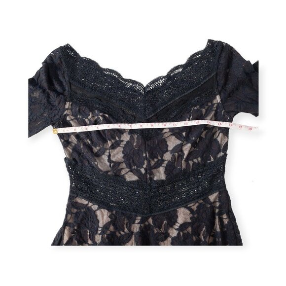 Free People Black Lace Floral A-Line Dress Cut Out  SZ M Goth Indie - Picture 7 of 10